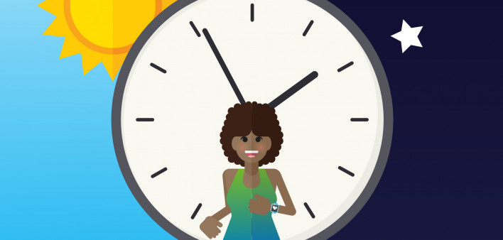 illustration jogging clock day and night