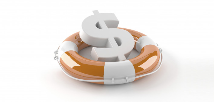a US dollar symbol in a life preserver